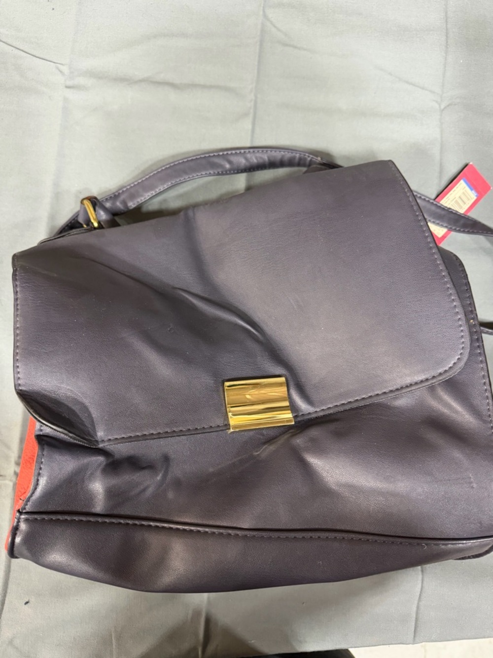Merona Red and Black Two-Tone Shoulder Bag with Gold Accents